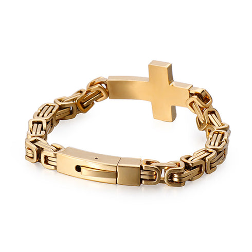 Kreuzarmband herren gold königskette vintage cross bracelet uniqal
