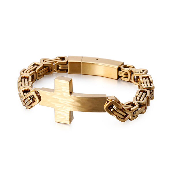 Kreuzarmband herren gold königskette vintage cross bracelet uniqal
