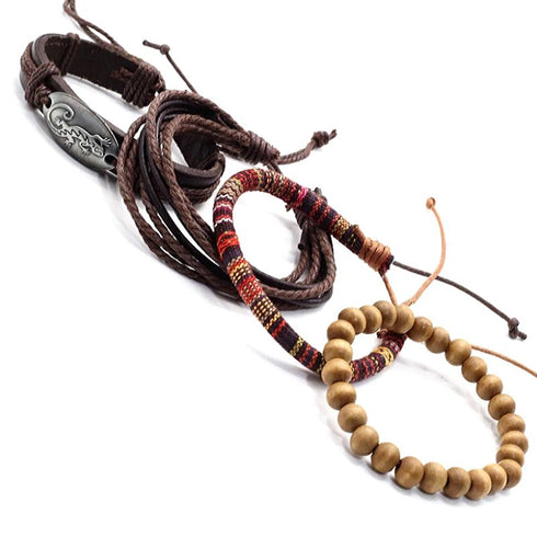 Herren-Damenarmband einzeln Schiebeknoten Leder Verstellbar