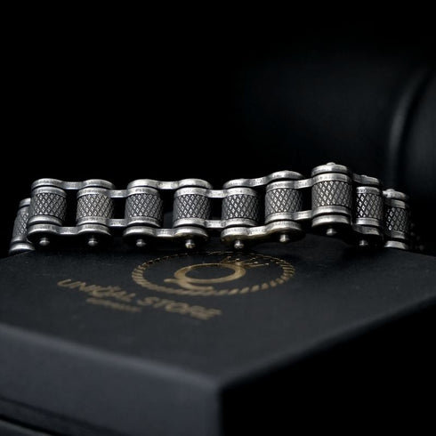 Herren Edelstahl fahrradkette motorradkette brushed schwer breit biker glieder link panzerkette kettenarmband uniqal