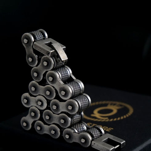Herren Edelstahl fahrradkette motorradkette brushed schwer breit biker glieder link panzerkette kettenarmband uniqal