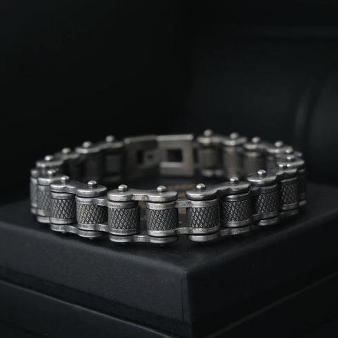 Herren Edelstahl fahrradkette motorradkette brushed schwer breit biker glieder link panzerkette kettenarmband uniqal