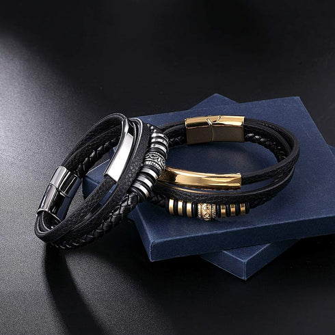 Lederarmband Herren Gold uniqal