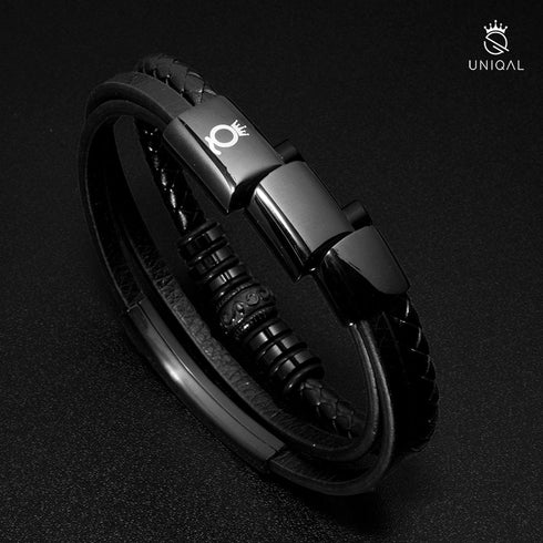 Lederarmband Herren schwarz uniqal