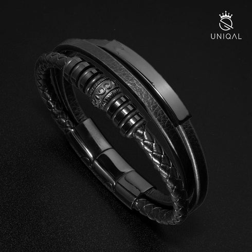 Lederarmband Herren schwarz uniqal