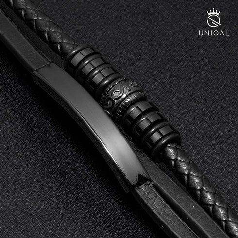 Lederarmband Herren schwarz uniqal