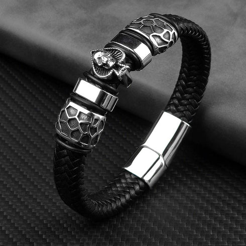 schwarzes totenkopf lederarmband herren ace poker casino uniqal