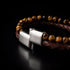 Lederarmband Herren Braun Perlen Tigerauge Magnetverschluss Beads