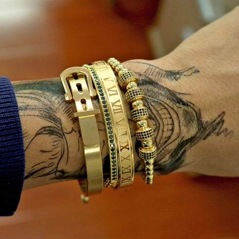 Gold-Armband-Herren-Imperial-Set-kupfer-zirkoniq-beads