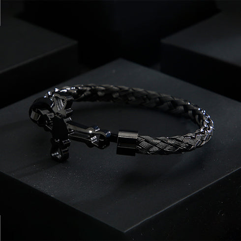 Armband mit Kreuz herren schwarz uniqal