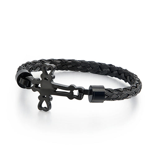 Armband mit Kreuz herren schwarz uniqal
