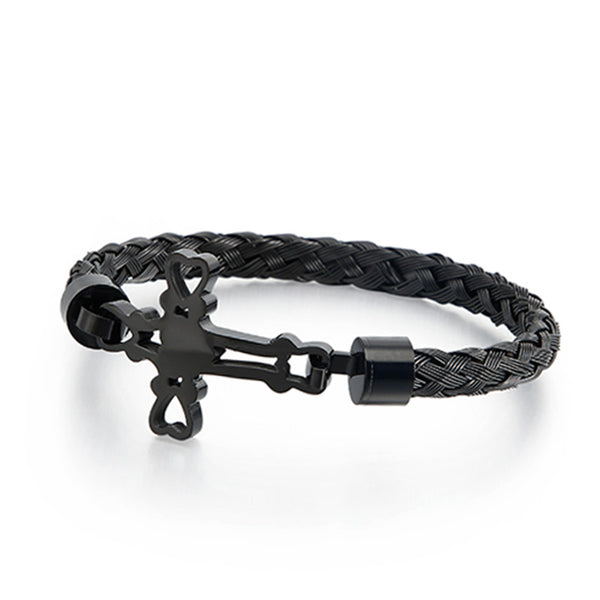 Armband mit Kreuz herren schwarz uniqal