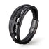Kreuz armband schwarz herren jesus leder uniqal