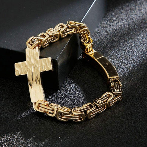 Kreuzarmband herren gold königskette vintage cross bracelet uniqal