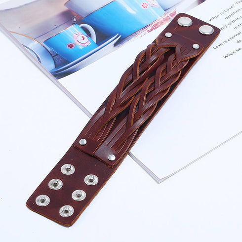 braunes rohleder armband herren manschette breitarmband uniqal sale