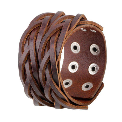 braunes rohleder armband herren manschette breitarmband uniqal sale