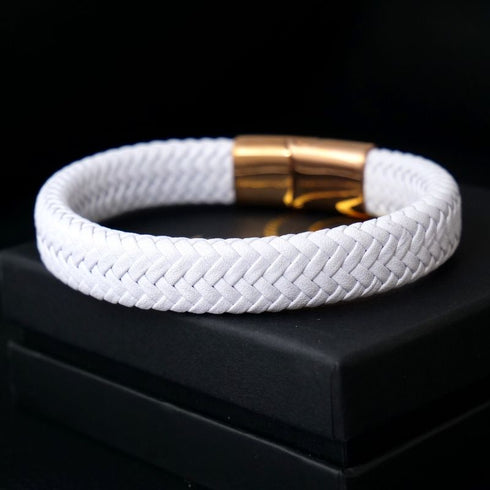 Lederarmband Damen Rosee Gold Edelstahl Magnetverschluss bestseller uniqal weiss