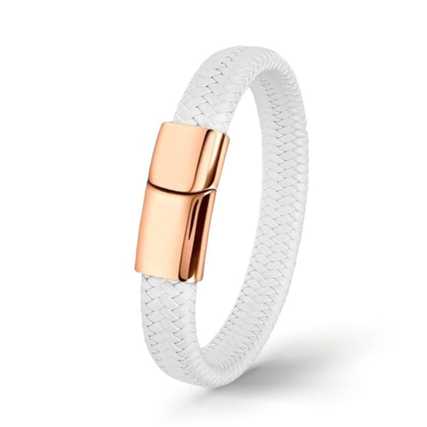 Lederarmband Damen Rosee Gold Edelstahl Magnetverschluss bestseller uniqal weiss