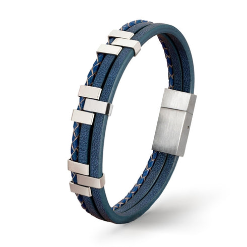 blaues lederarmband herren damen magnetverschluss uniqal sale