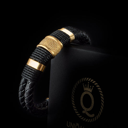 Leder Herrenarmband Premium Magnetverschluss Goldfarbe luxus