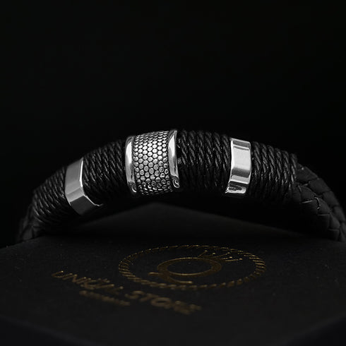 Lederarmband Herren Damen Geflochten Magnet Bestseller SIlber Uniqal