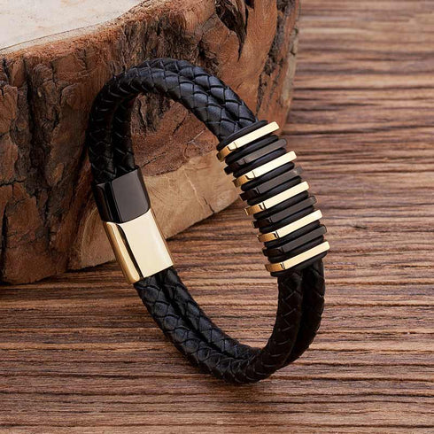 Lederarmband Herren Damen Gold Magnetverschluss bestseller uniqal