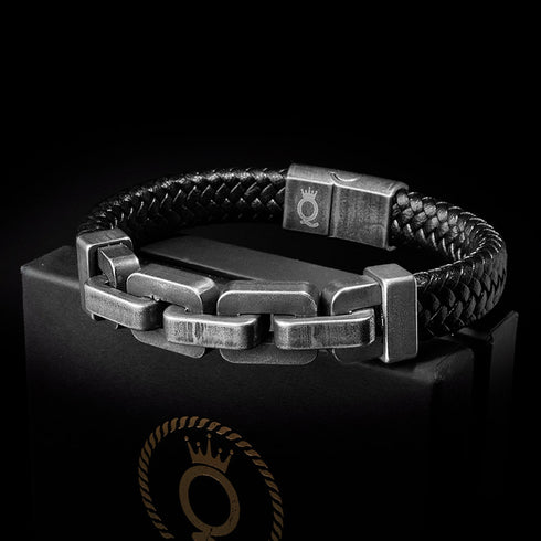 Lederarmband panzerarmband geflochten kette brushed chain bracelet uniqal