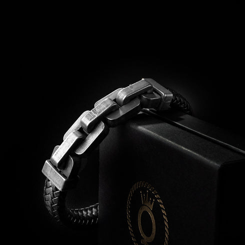 Lederarmband panzerarmband geflochten kette brushed chain bracelet uniqal