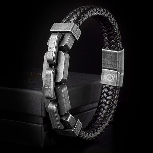 Lederarmband panzerarmband geflochten kette brushed chain bracelet uniqal