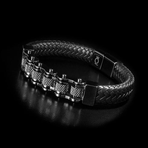 Motorradkette Fahrradkette Kettearmband Lederarmband Chain bracelet uniqal