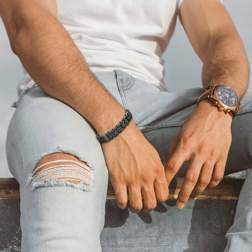 Motorradkette Fahrradkette Kettearmband Lederarmband Chain bracelet uniqal