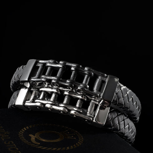 Lederarmband Herren Kette Fahrradkette Biker Kettearmband unisex uniqal bestseller