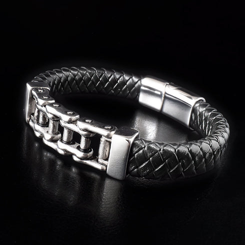 Lederarmband Herren Kette Fahrradkette Biker Kettearmband unisex uniqal bestseller