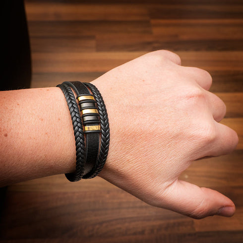 Lederarmband Herren Gold Magnetverschluss geflochten uniqal bestseller damen