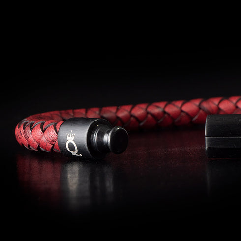 Rotes geflochtenes Lederarmband Herren-Frauen mit Magnetverschluss Edehlstahl TOP SELL