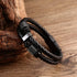 schwarzes lederarmband premium leder technics edelstahl magnetverschluss uniqal bestseller bracelet