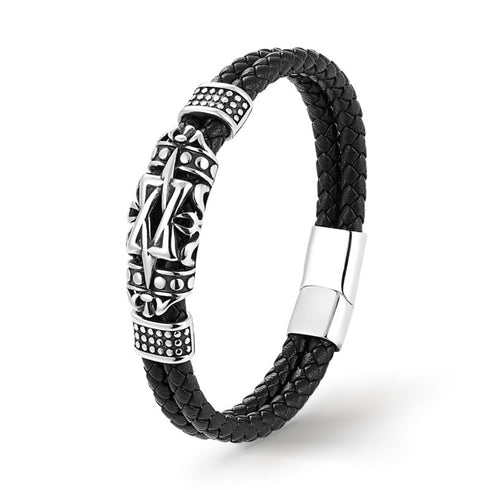 Lederarmband Herren Davidstern Salomon Echtleder Unisex armreif mit magnetverschluss aus edelstahl von Uniqal