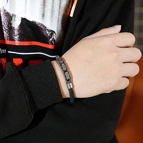 Fahrradkette motorrad brushed kettenarmband panzerarmband leder uniqal