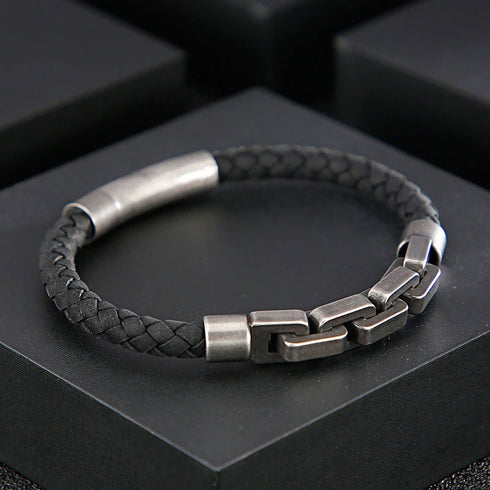 Fahrradkette motorrad brushed kettenarmband panzerarmband leder uniqal