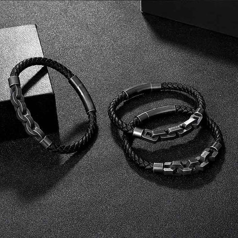 Fahrradkette motorrad brushed kettenarmband panzerarmband leder uniqal