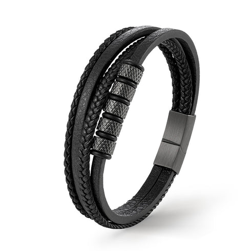 Armband schwarz leder Herren uniqal