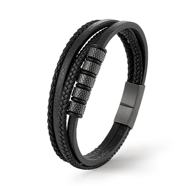 Armband schwarz leder Herren uniqal