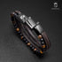 Lederarmband herren gelbes tigerauge uniqal braun