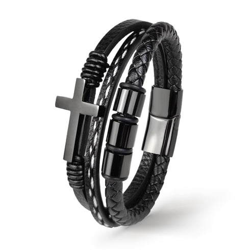 lederarmband mit kreuz herren uniqal