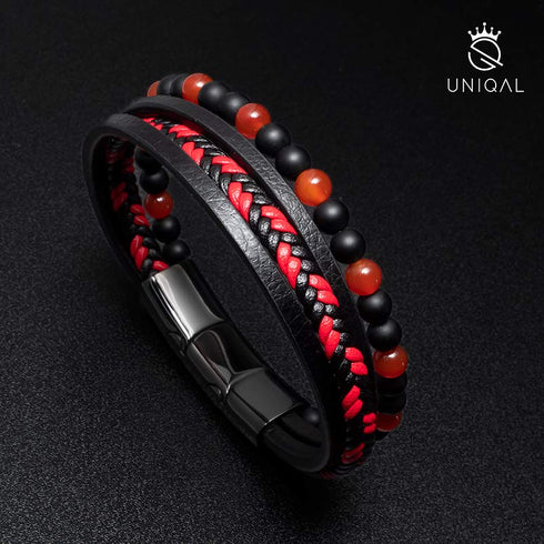 perlenarmband herren agate stein uniqal