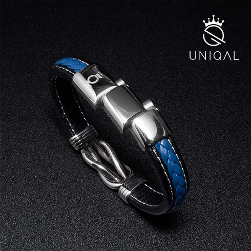 Lederarmband herren blau unendlichkeit unisex armreif Magnetverschluss Verlängerungsglied