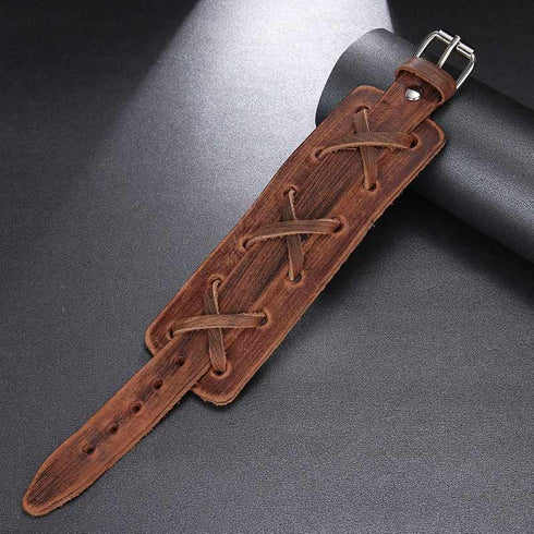 braunes rohleder armband herren manschette breitarmband uniqal sale