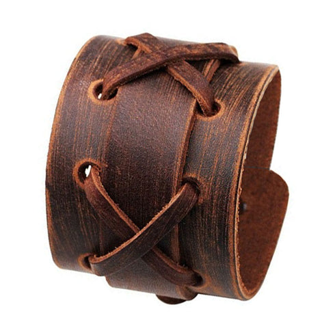 braunes rohleder armband herren manschette breitarmband uniqal sale