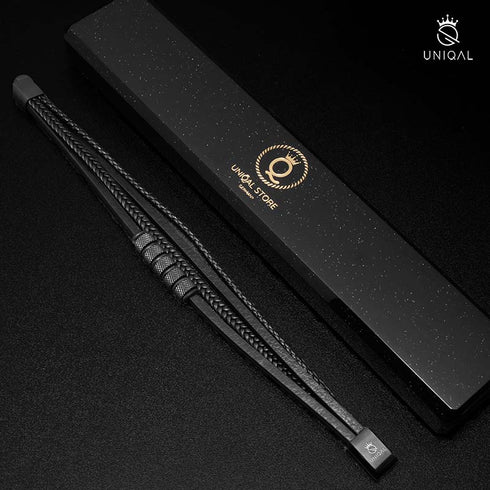 Armband schwarz leder Herren uniqal