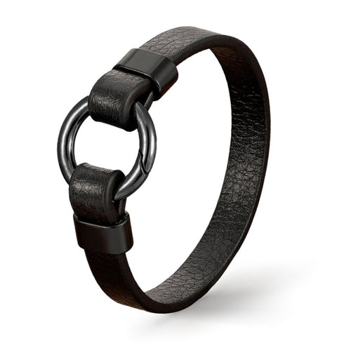 Lederarmband herren schwarz uniqal